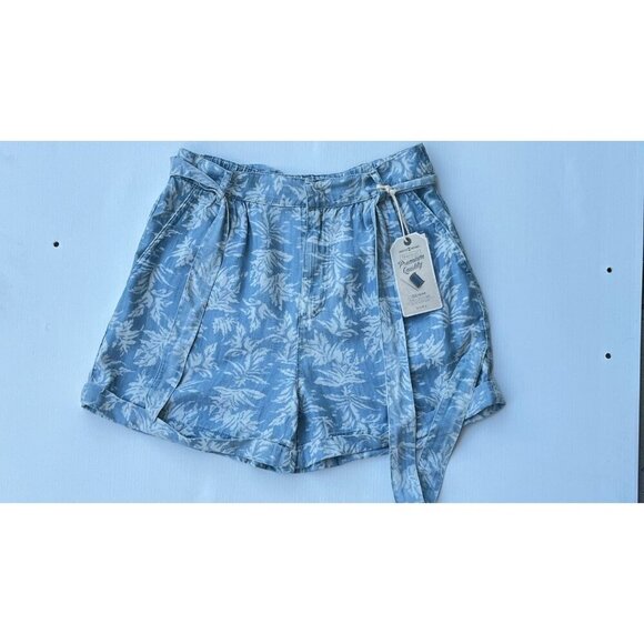 Zara Womens Blue Printed Belted Cuffed Printed Lyocell Shorts Size 4 US - Picture 1 of 8